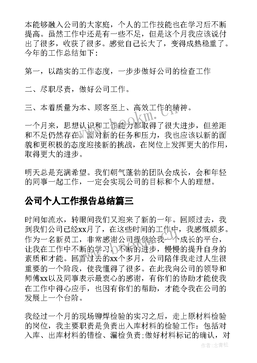 公司个人工作报告总结(优秀6篇)