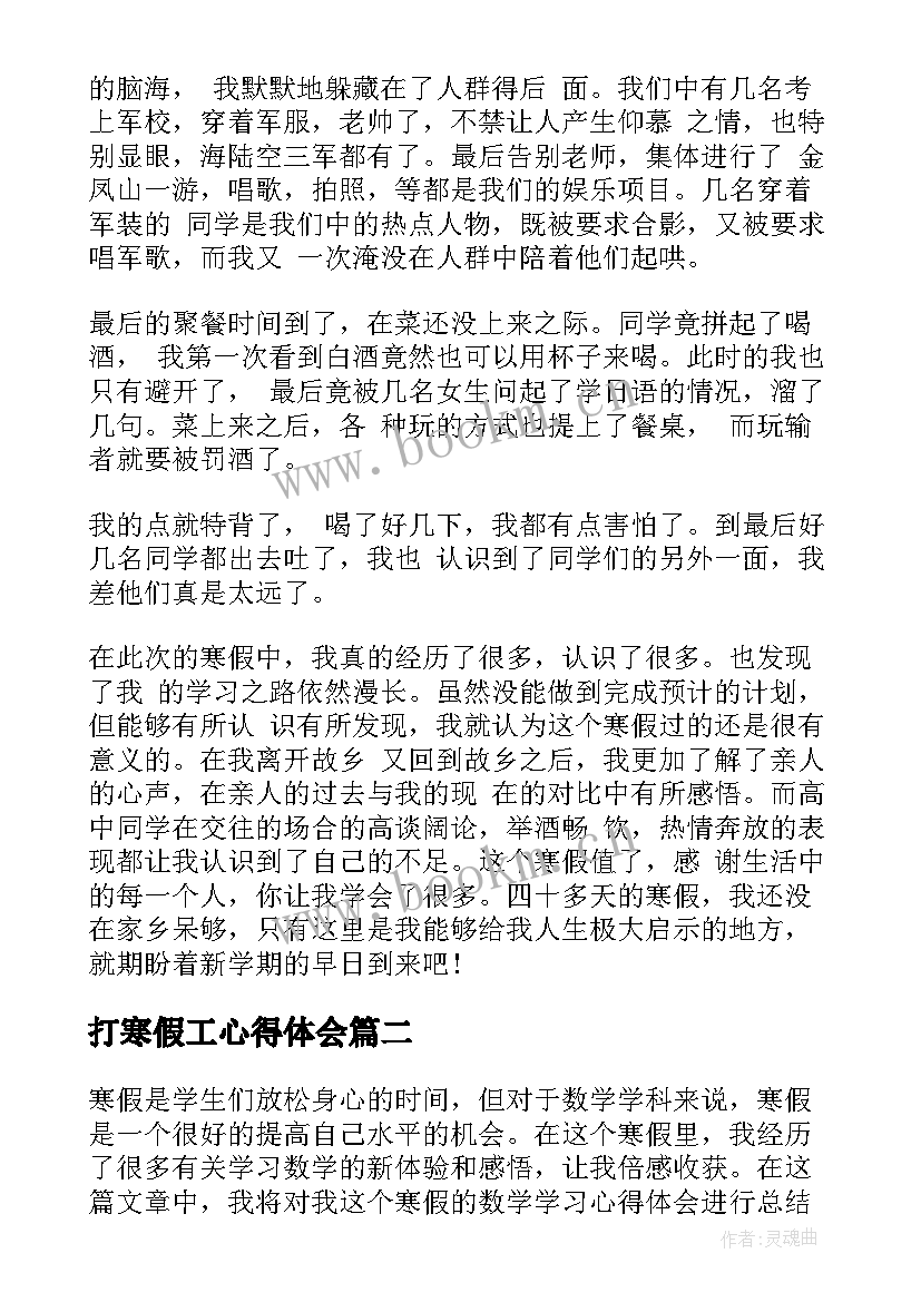 最新打寒假工心得体会(优质6篇)