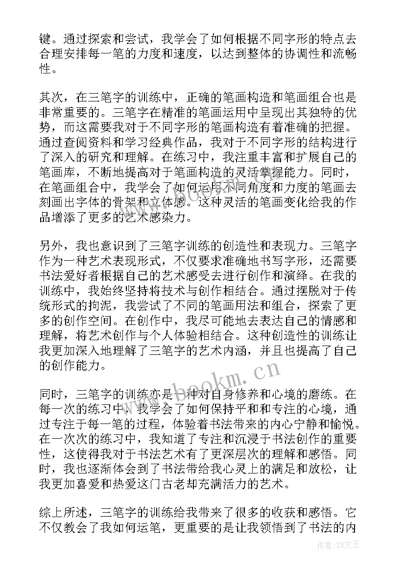 最新三笔字实训心得 三笔字书法训练心得体会(大全5篇)