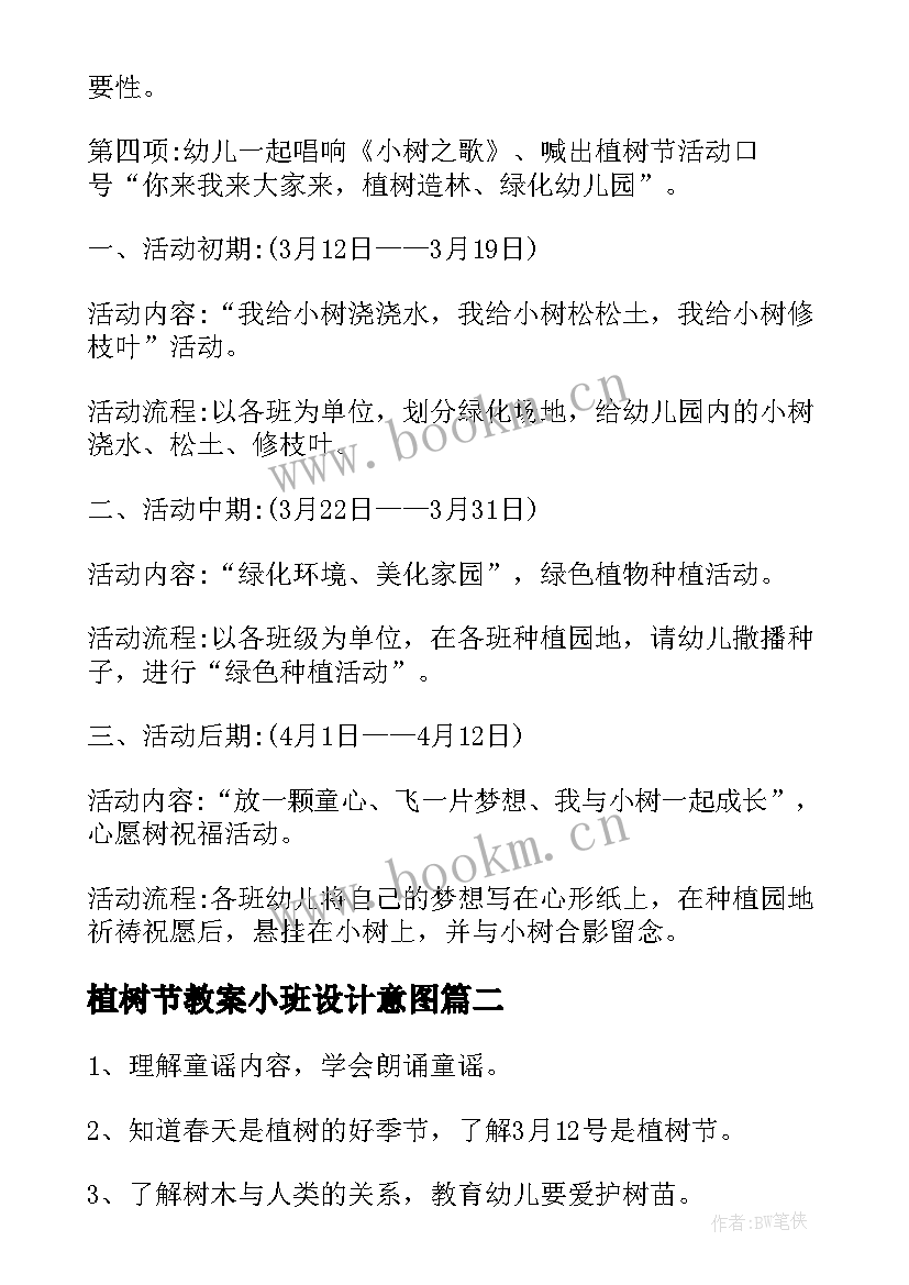 植树节教案小班设计意图 幼儿园小班植树节教案(精选5篇)