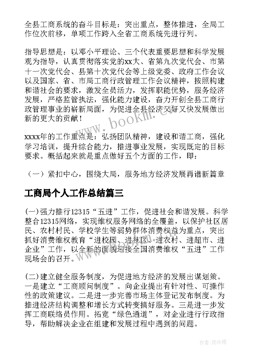 工商局个人工作总结(模板5篇)