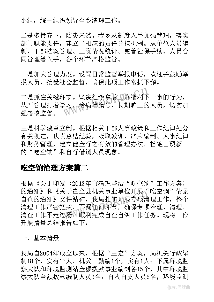 最新吃空饷治理方案 吃空饷自查报告(优质9篇)