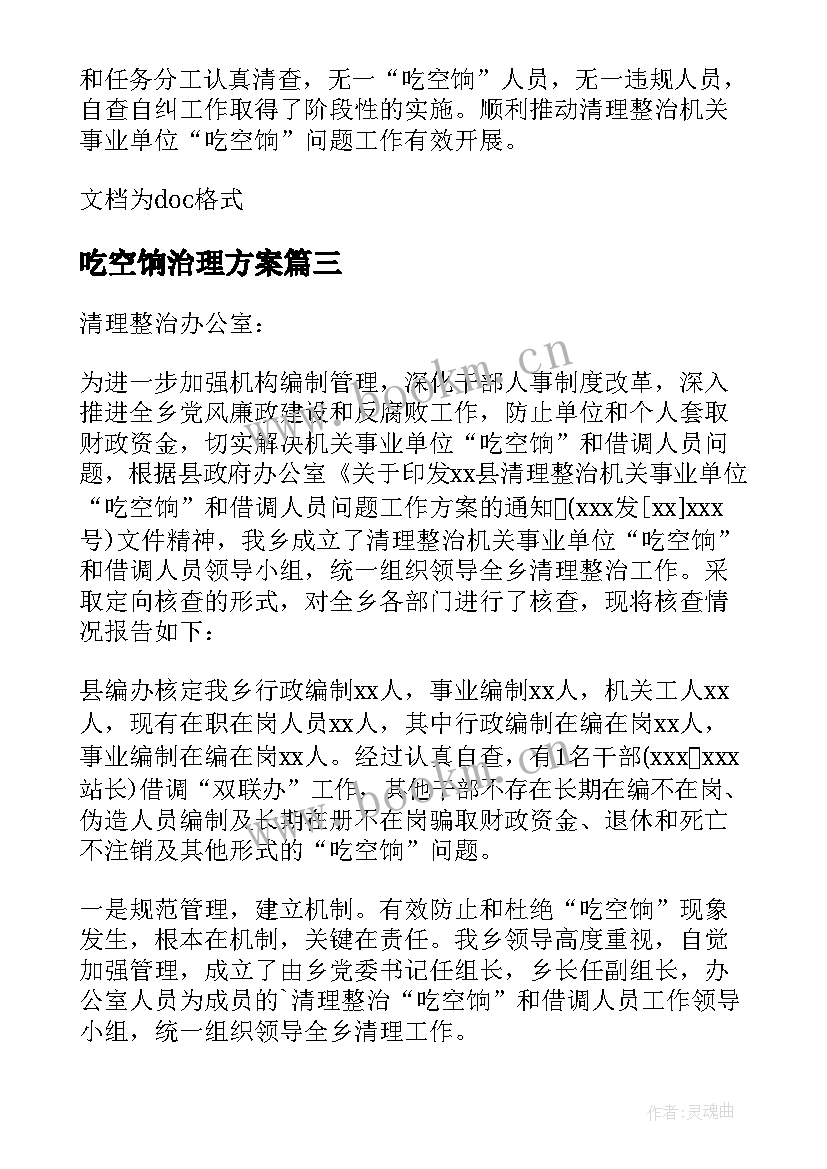 最新吃空饷治理方案 吃空饷自查报告(优质9篇)