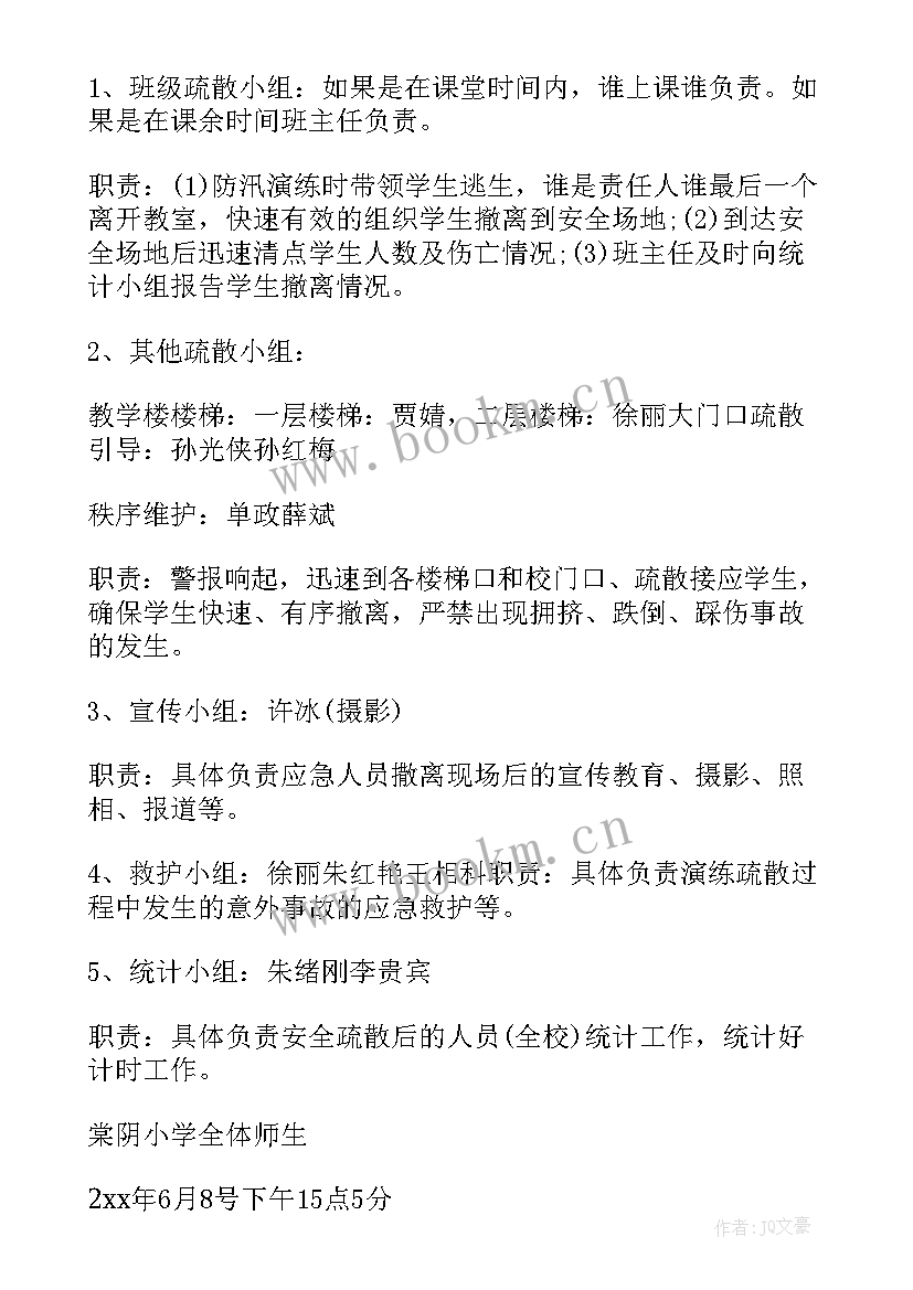 2023年小学防汛工作应急预案(实用6篇)