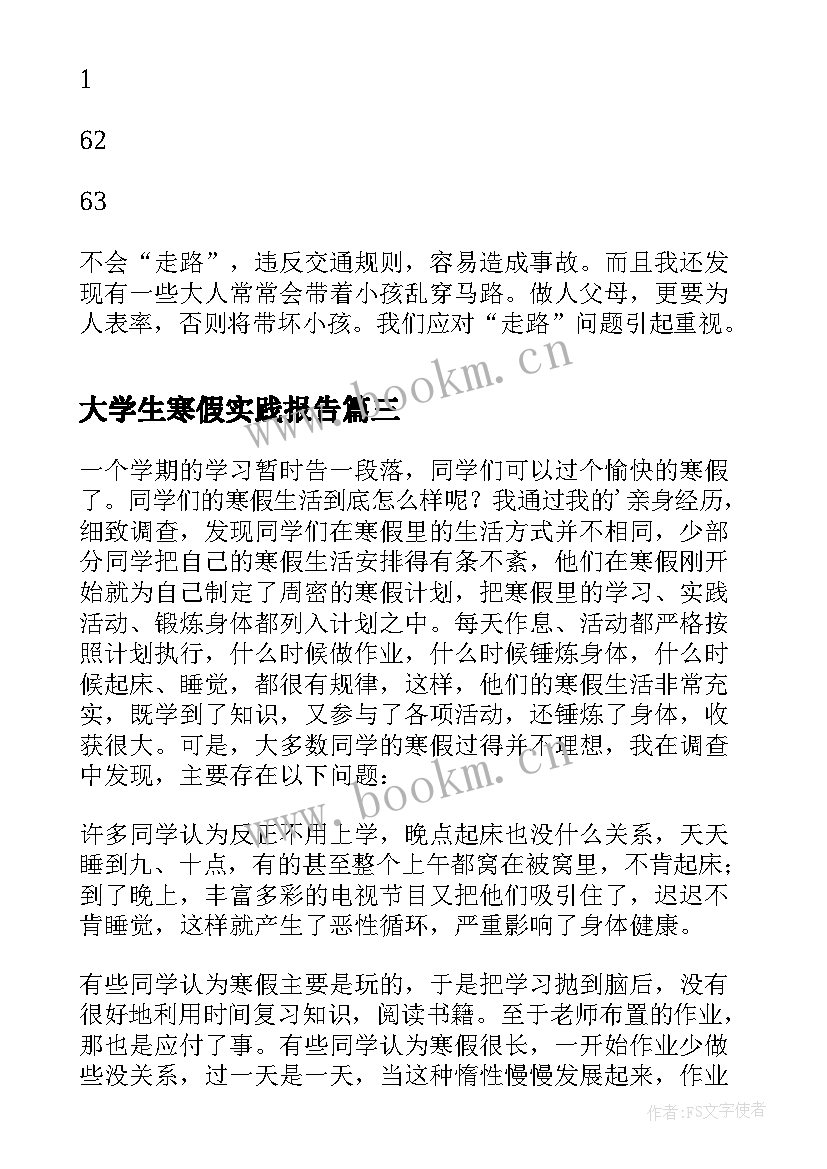 最新大学生寒假实践报告 小学生寒假实践报告(通用5篇)