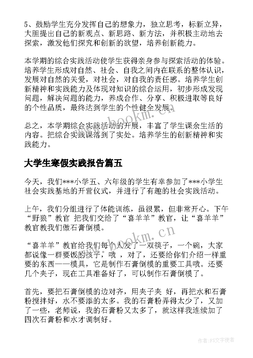 最新大学生寒假实践报告 小学生寒假实践报告(通用5篇)