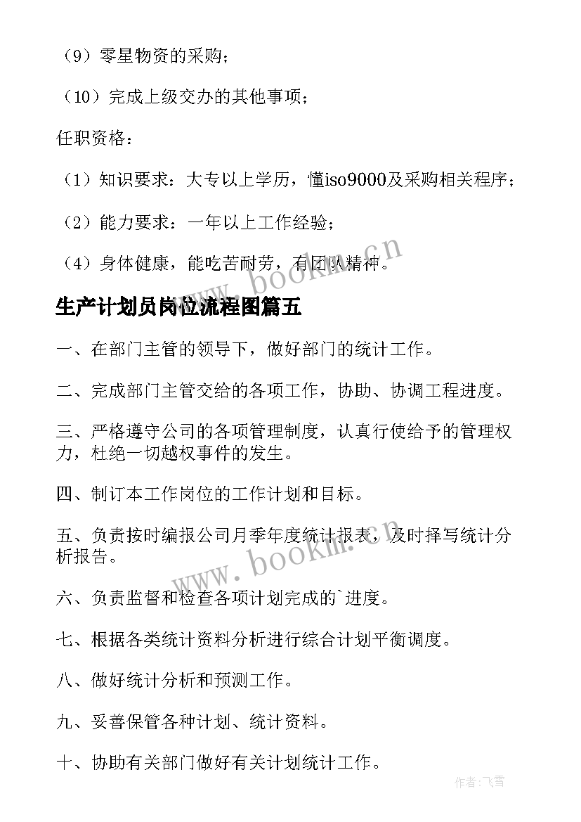 2023年生产计划员岗位流程图 生产计划员岗位职责精彩(优秀5篇)