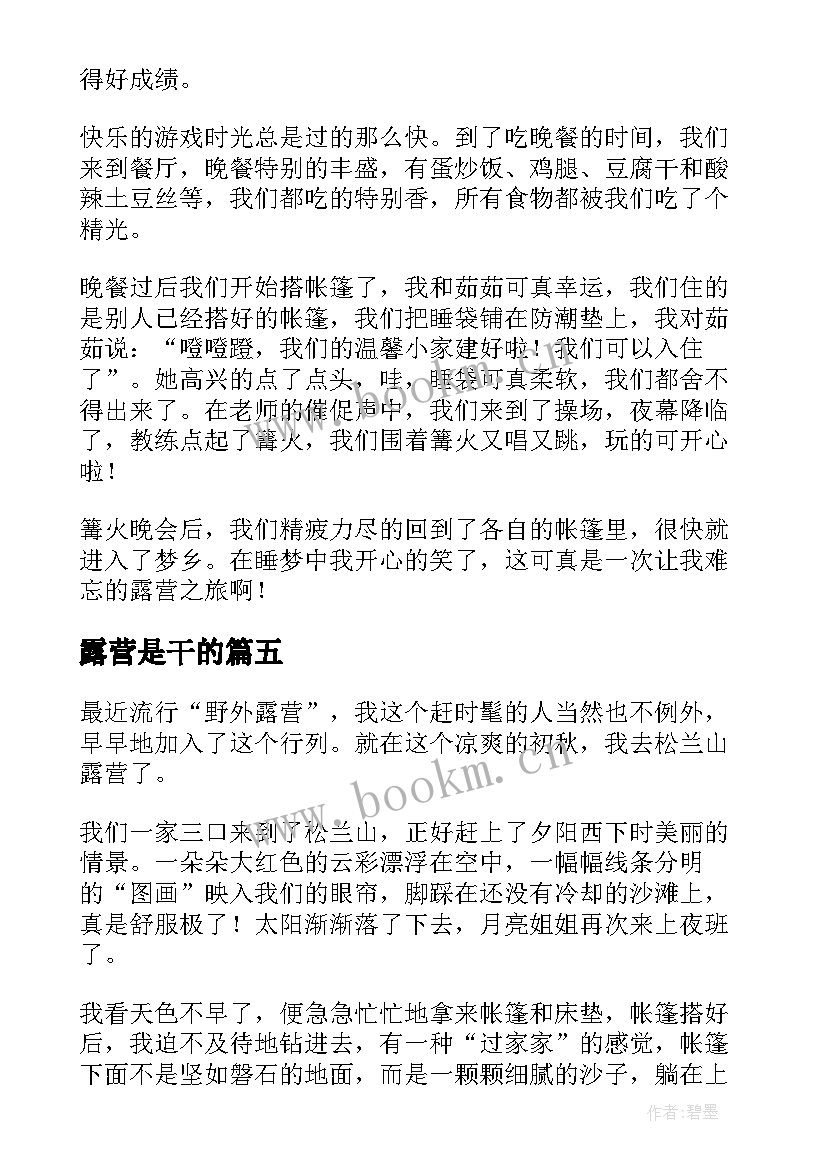 最新露营是干的 全班露营心得体会(实用8篇)