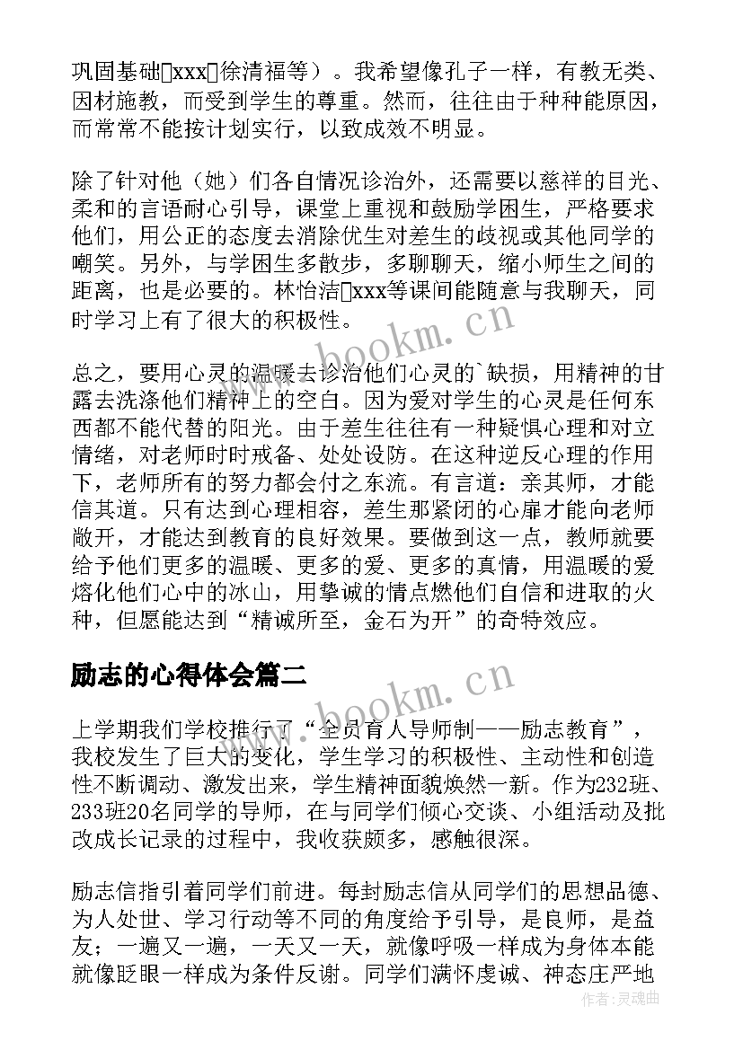 最新励志的心得体会(通用6篇)