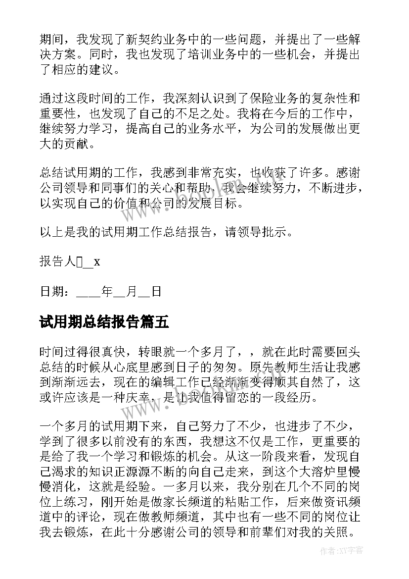 2023年试用期总结报告(大全5篇)