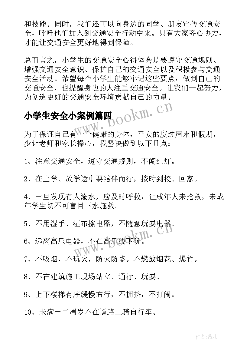 2023年小学生安全小案例 小学生的安全保证书(大全8篇)