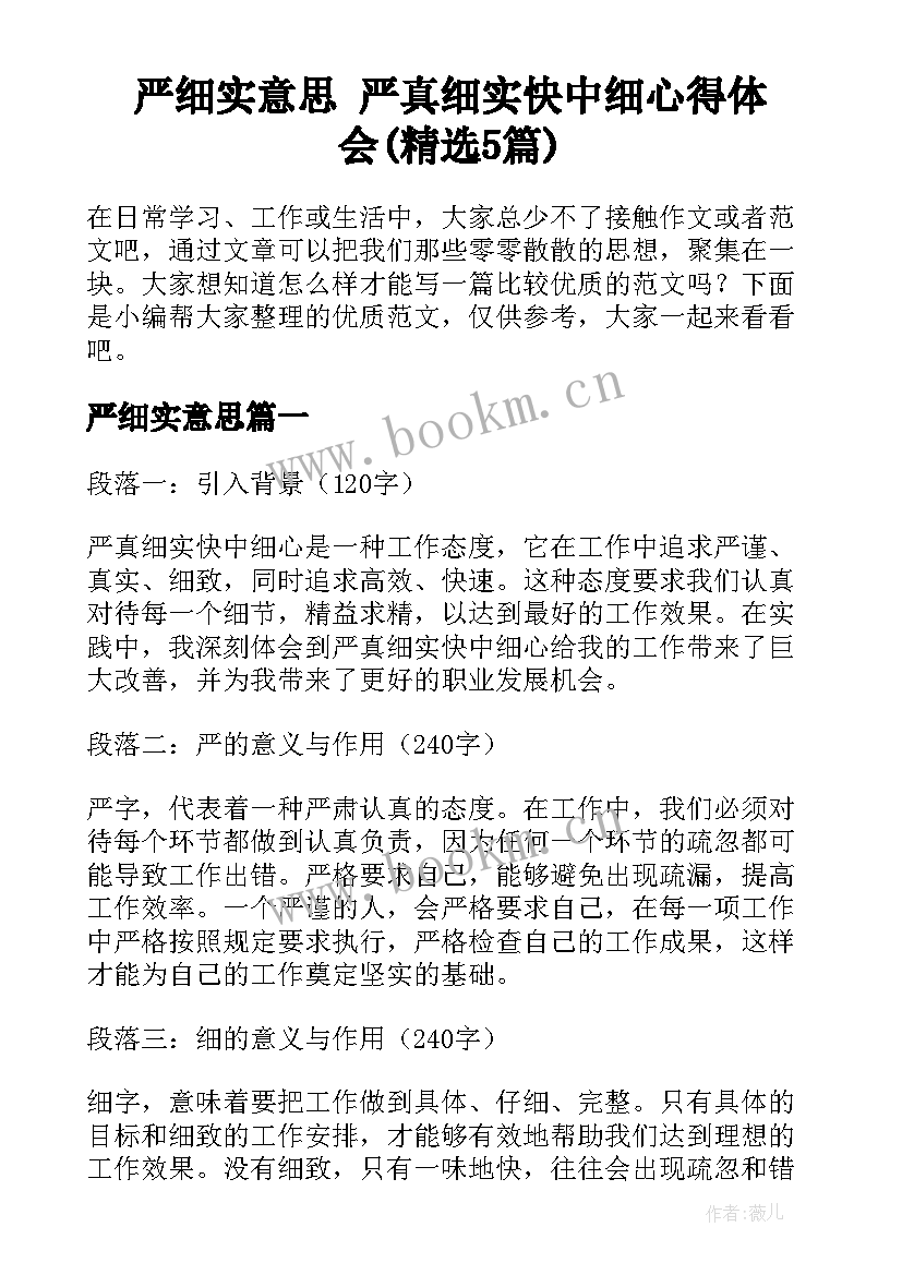 严细实意思 严真细实快中细心得体会(精选5篇)