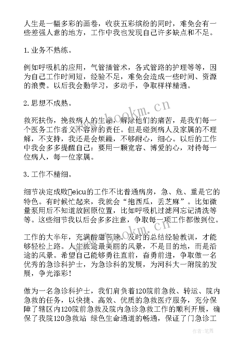 2023年新入职急诊科护士个人总结 急诊护士年度工作总结(优质5篇)