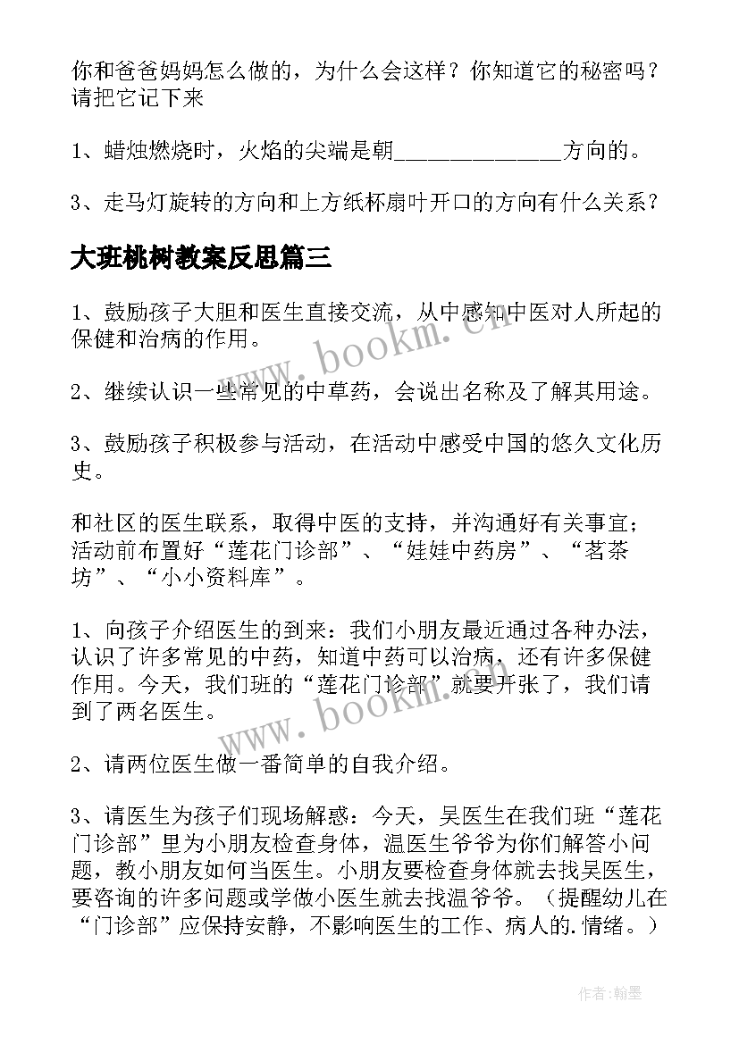 2023年大班桃树教案反思(模板9篇)