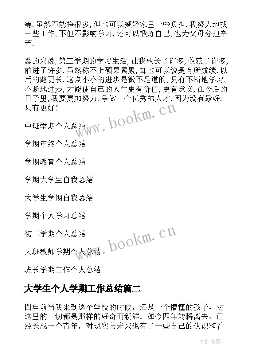 2023年大学生个人学期工作总结 大学生学期个人总结(优质9篇)