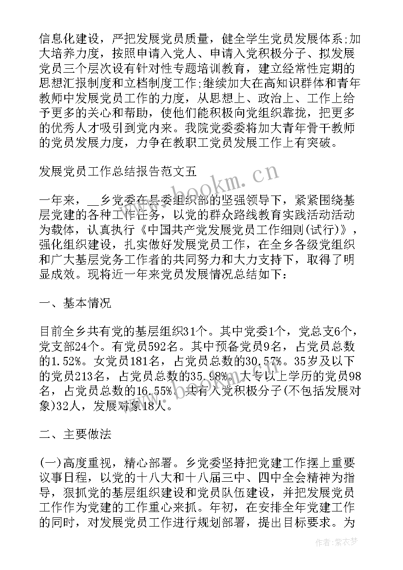 2023年发展党员工作总结报告 发展党员工作自查报告(大全5篇)