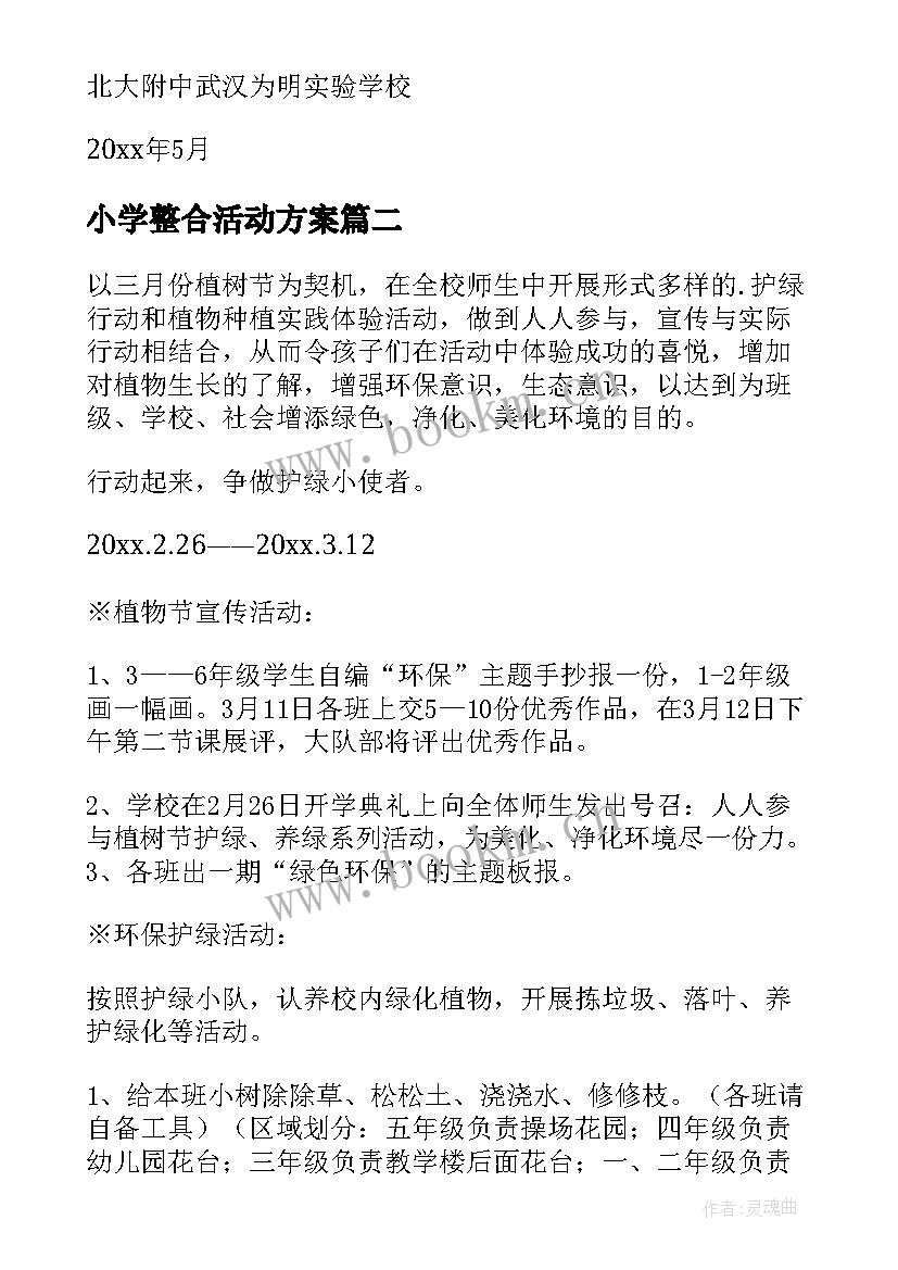 2023年小学整合活动方案(汇总5篇)