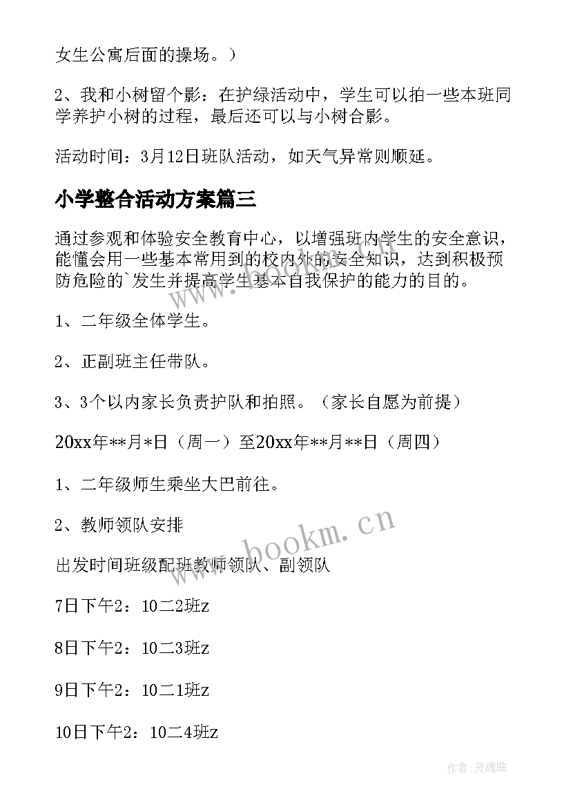 2023年小学整合活动方案(汇总5篇)