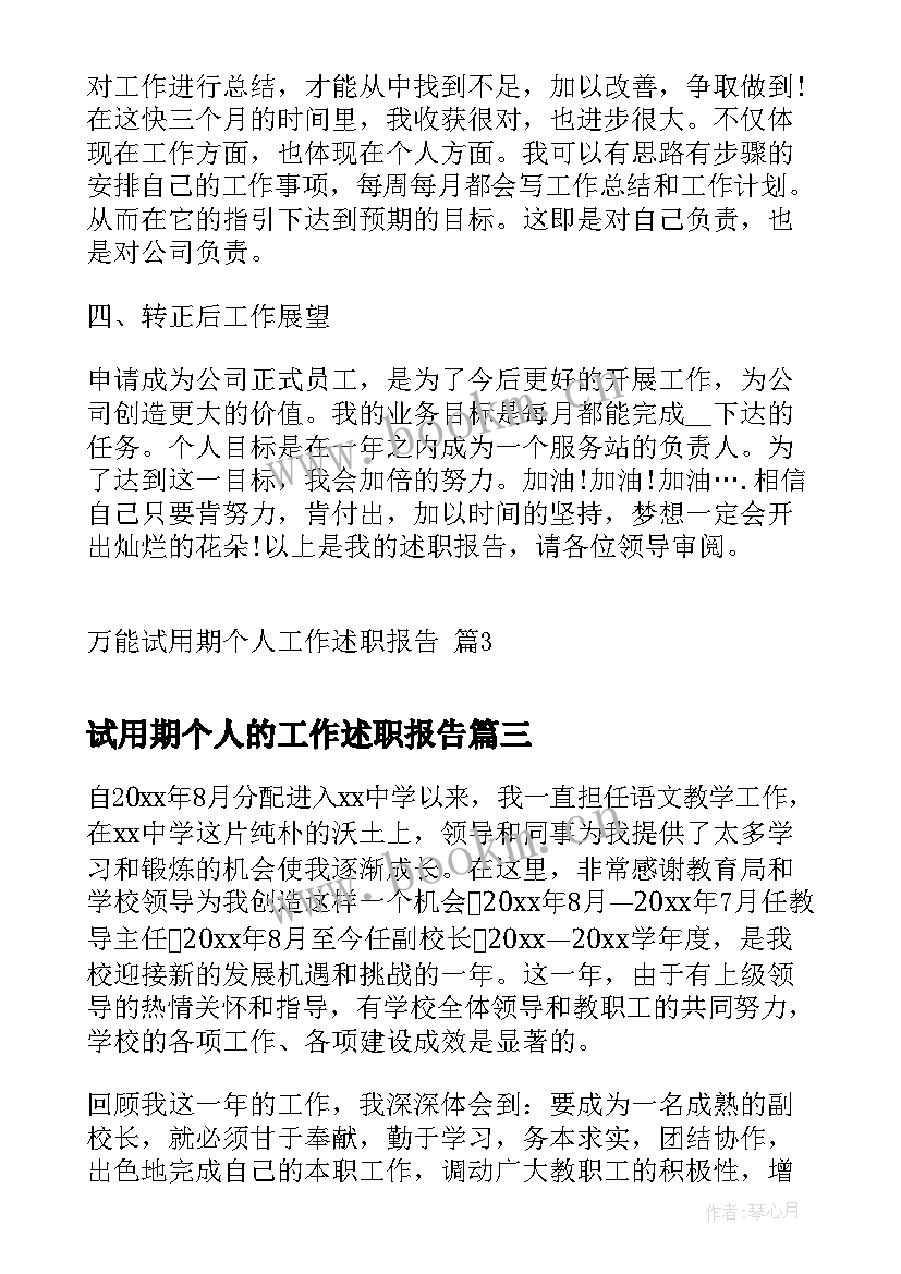 2023年试用期个人的工作述职报告(汇总6篇)