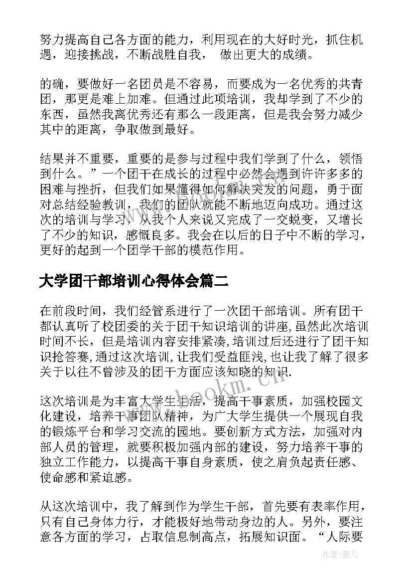 最新大学团干部培训心得体会(汇总5篇)