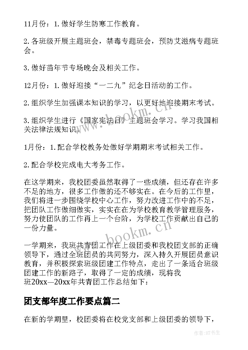 团支部年度工作要点 团支部年度要点工作计划(精选5篇)