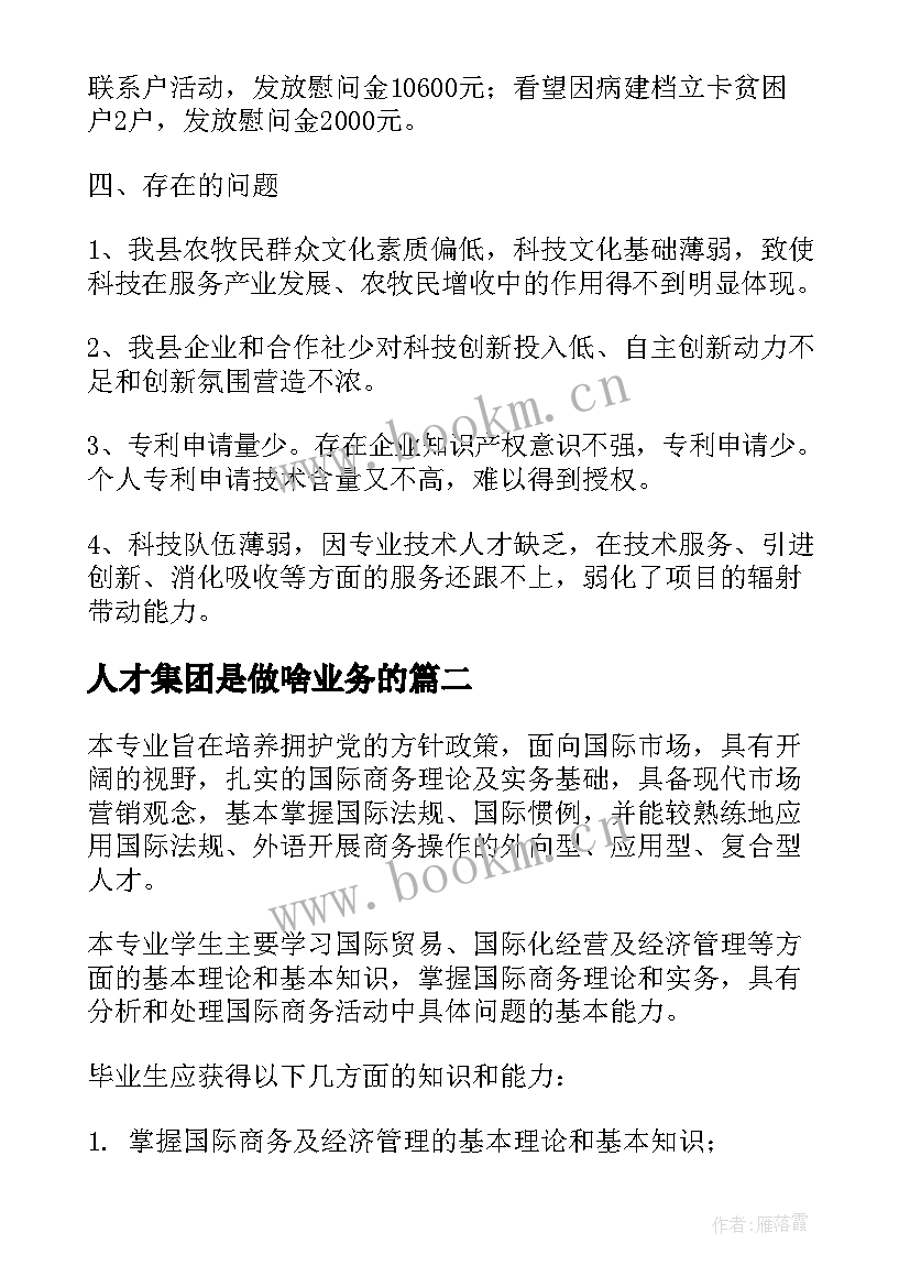 最新人才集团是做啥业务的 集团人才培养报告(大全5篇)