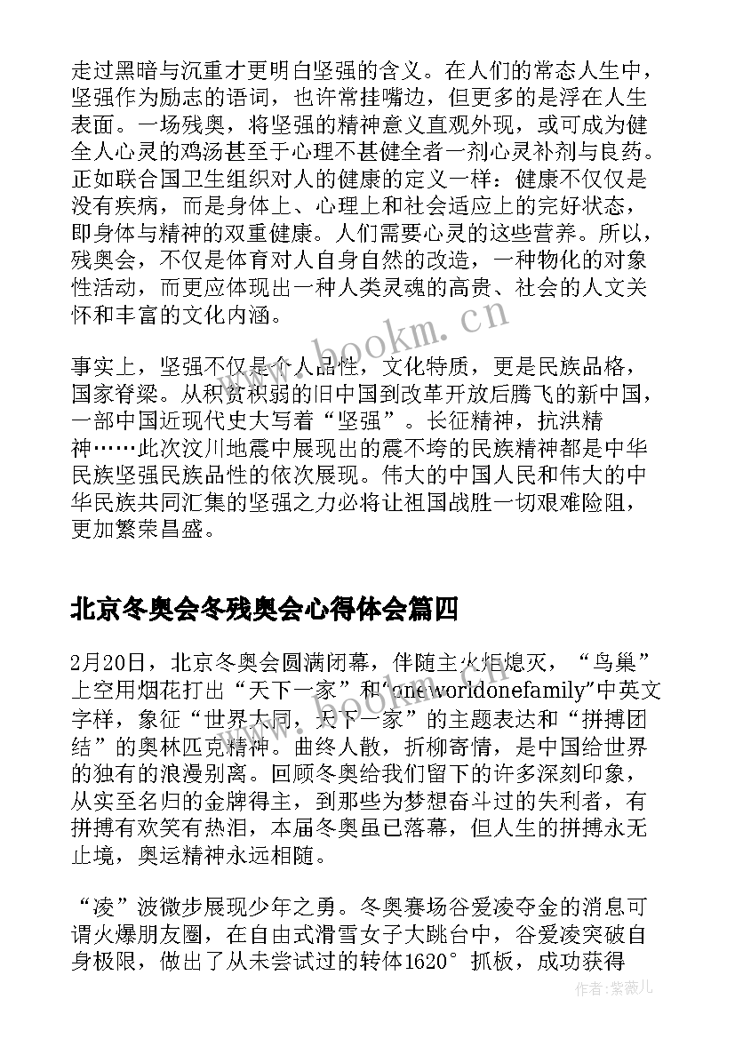 北京冬奥会冬残奥会心得体会(大全5篇)