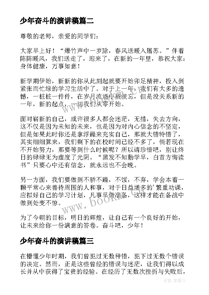 2023年少年奋斗的演讲稿(通用5篇)