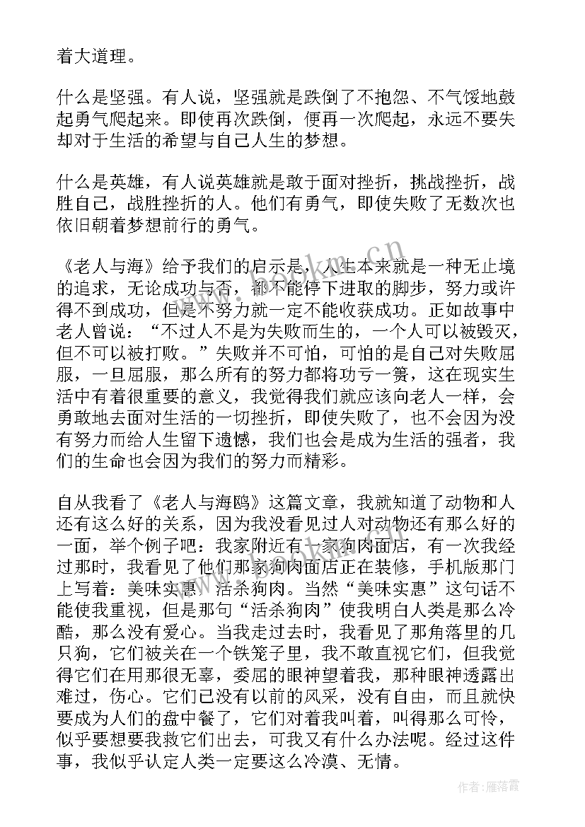 读书笔记心得体会 老人与海读书笔记读书心得(大全5篇)