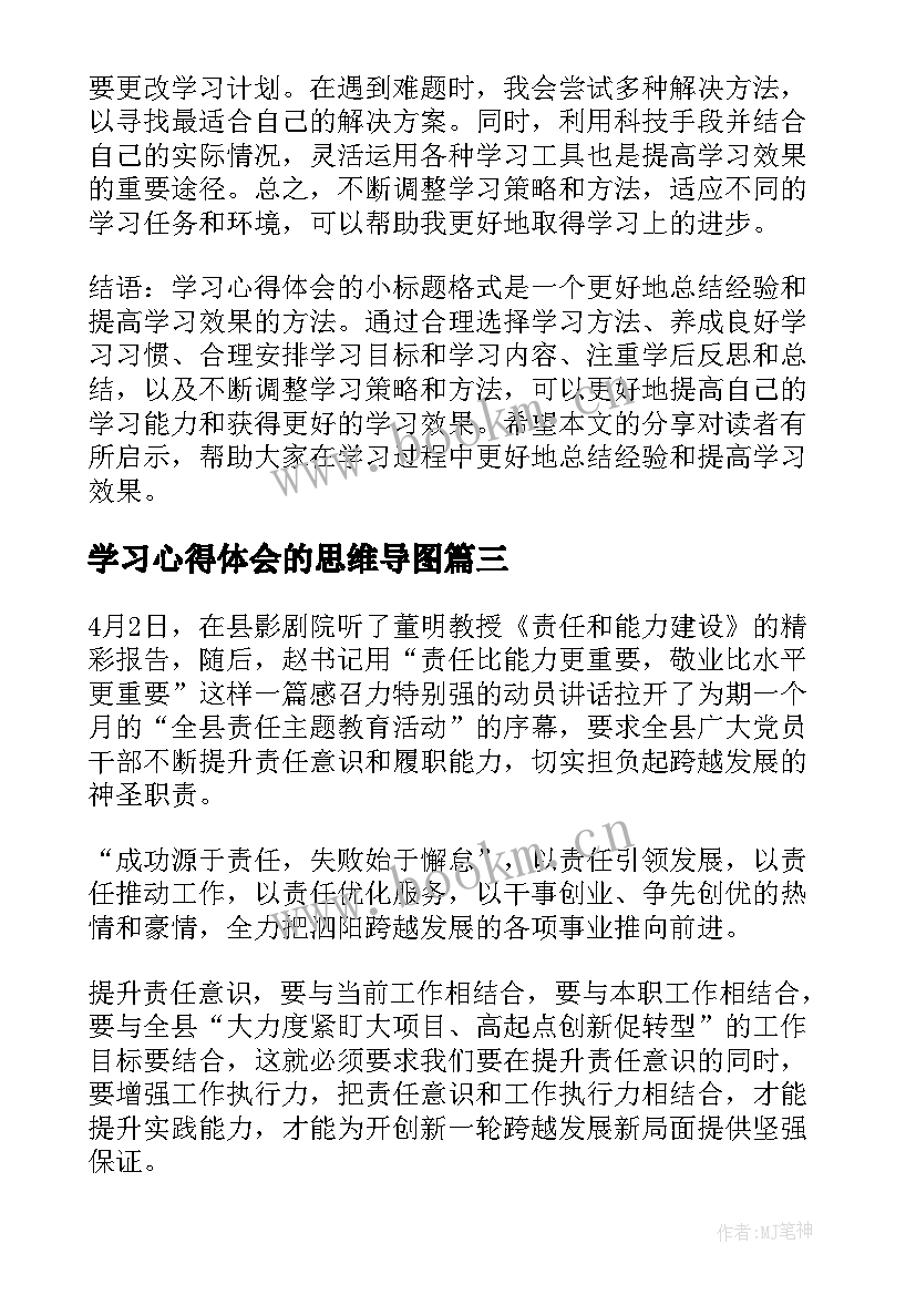 2023年学习心得体会的思维导图(优秀5篇)