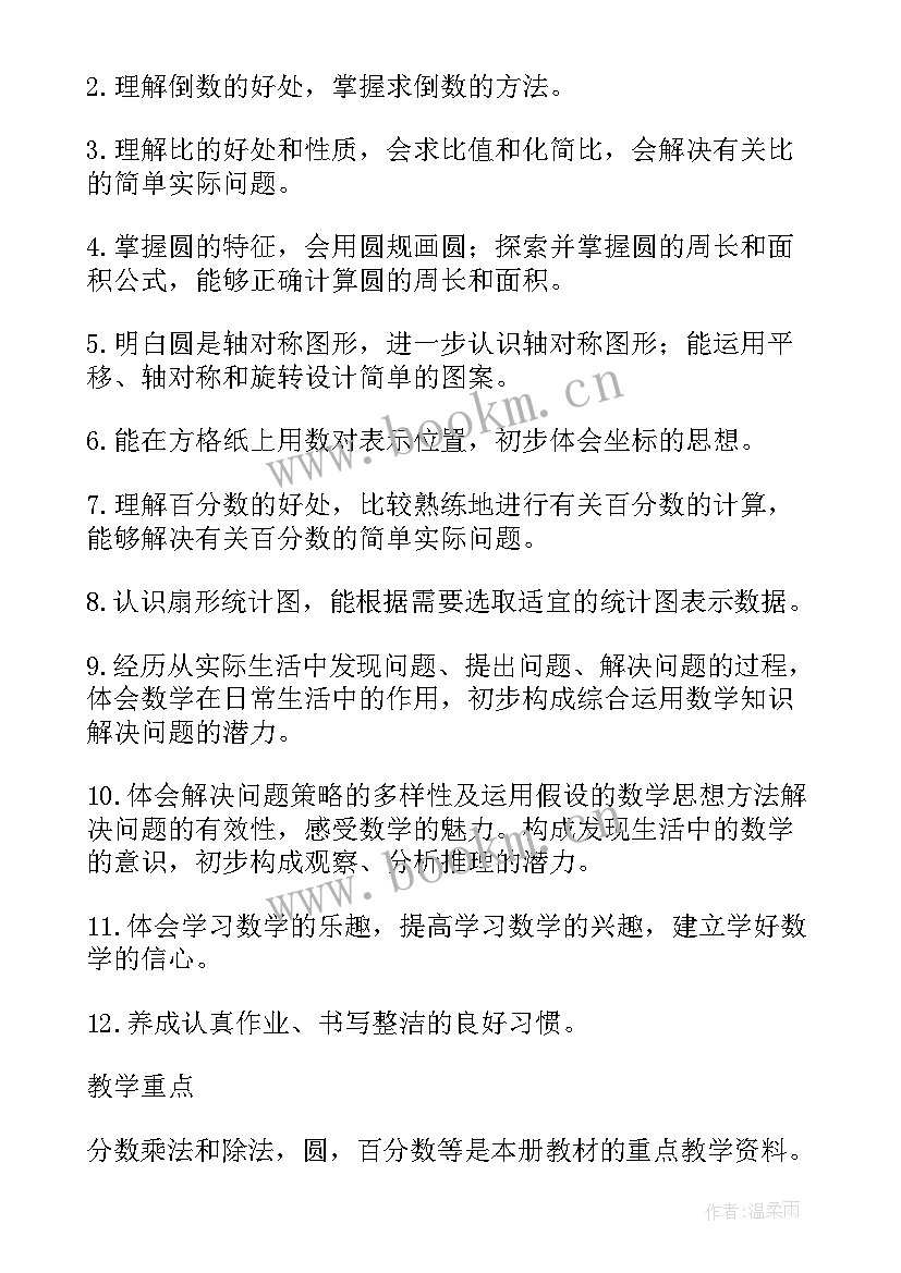 最新六年级数学辅导班计划 六年级数学工作计划(优质6篇)