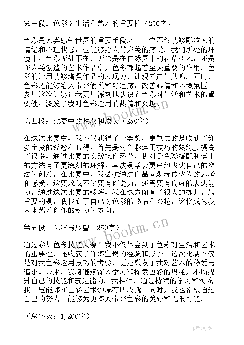 2023年全国职业院校技能大赛 色彩技能大赛心得体会(优秀7篇)