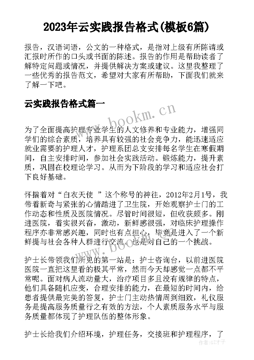 2023年云实践报告格式(模板6篇)