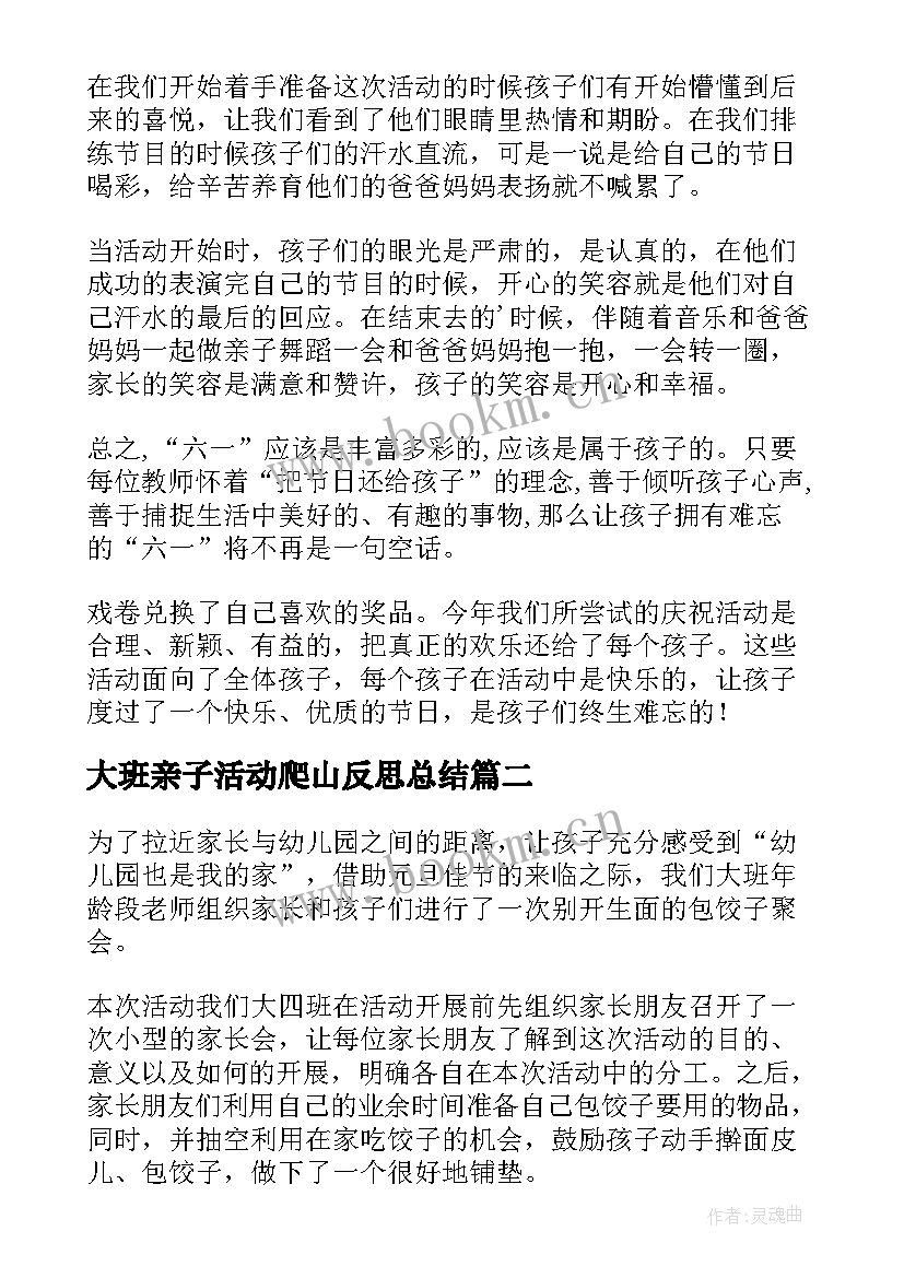 最新大班亲子活动爬山反思总结(优质5篇)