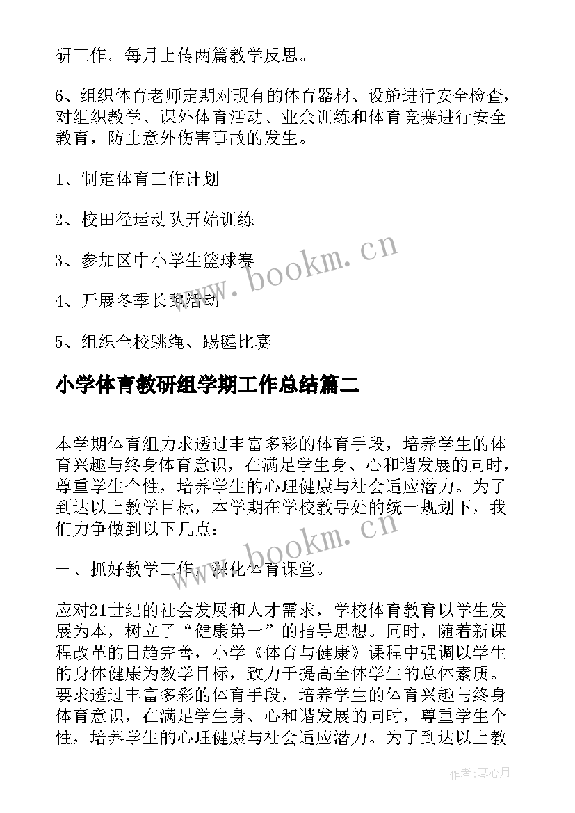 最新小学体育教研组学期工作总结(汇总6篇)