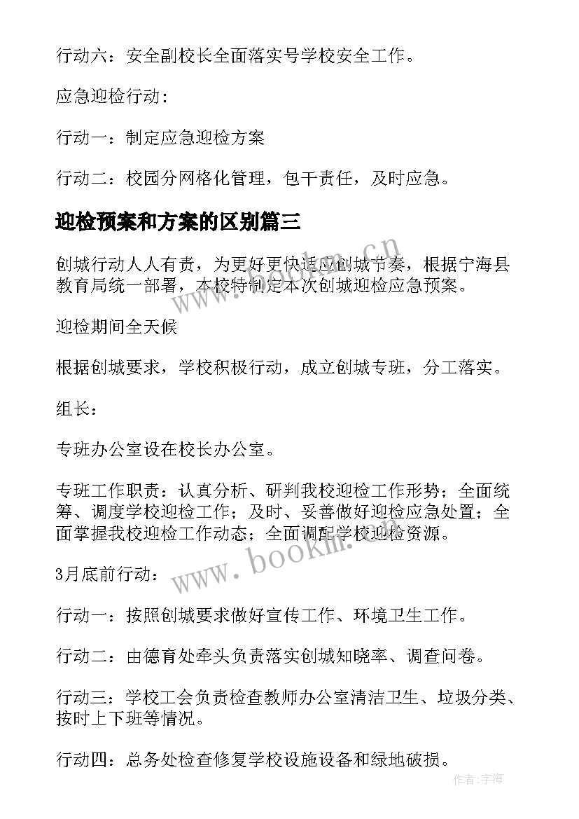 迎检预案和方案的区别(实用5篇)