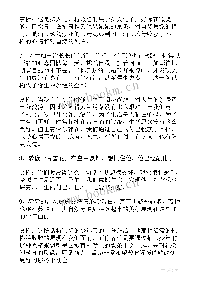 最新汤姆索亚历险记感悟(模板5篇)