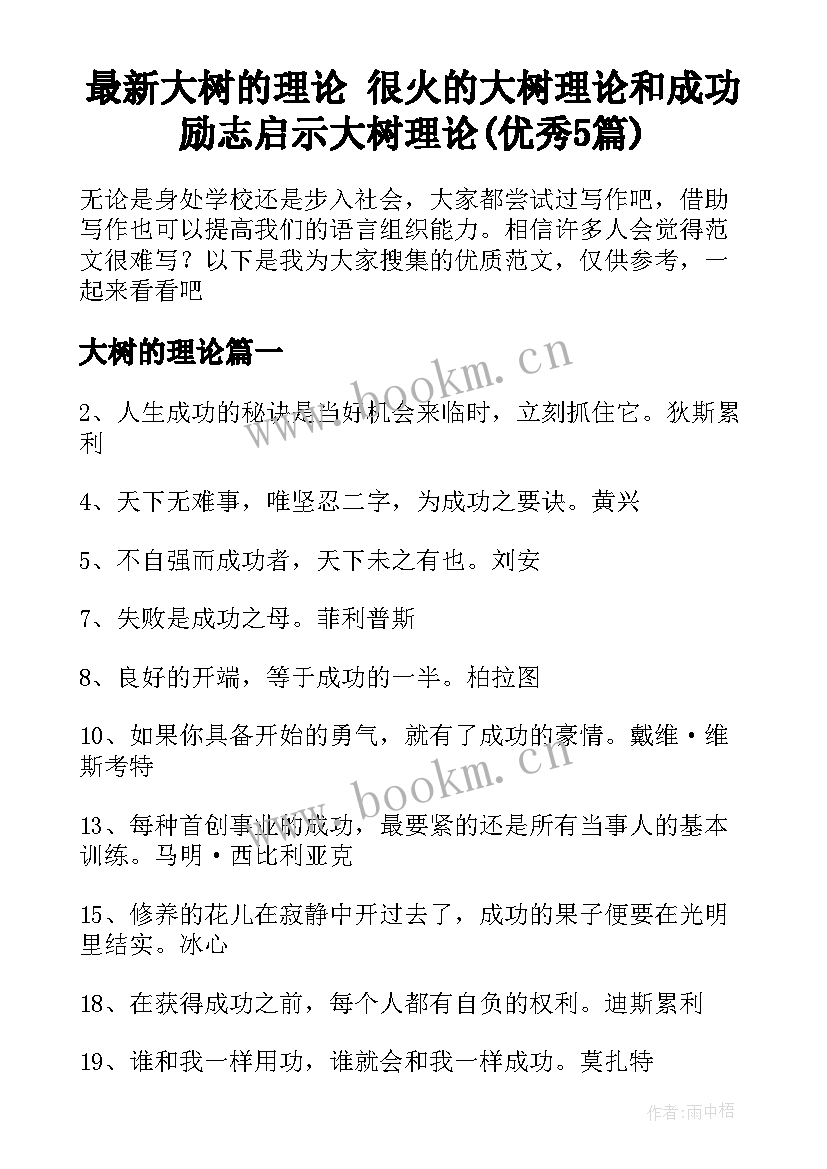 最新大树的理论 很火的大树理论和成功励志启示大树理论(优秀5篇)