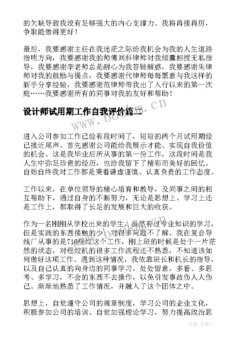 2023年设计师试用期工作自我评价(汇总5篇)