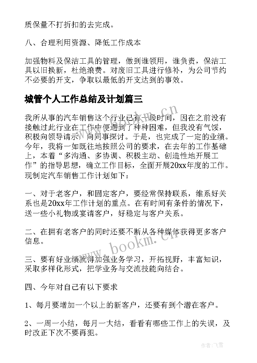 城管个人工作总结及计划(大全5篇)