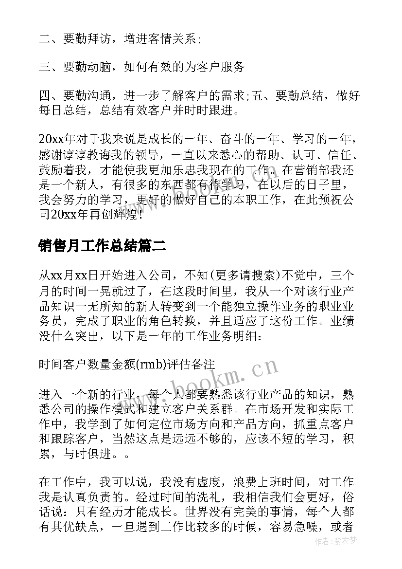 最新销售月工作总结 销售工作总结(通用9篇)