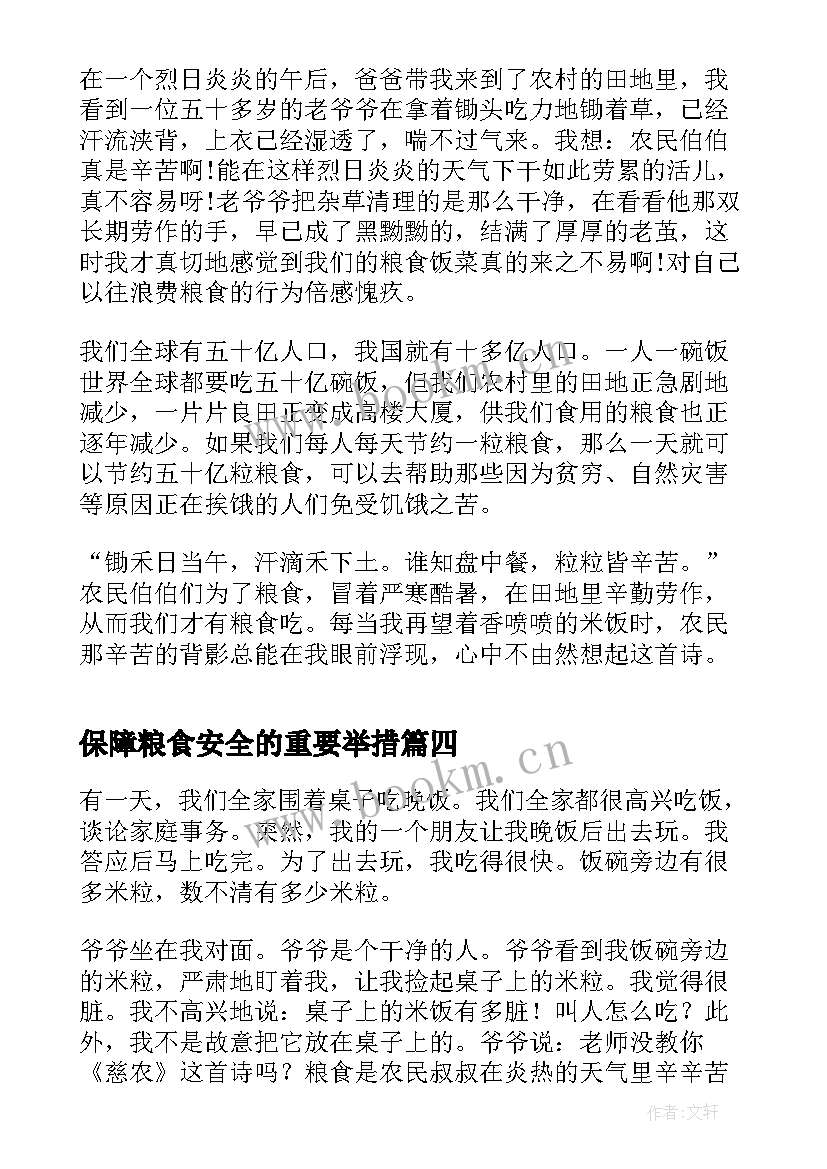 保障粮食安全的重要举措 保障粮食安全的中国策形势与政策论文(通用5篇)