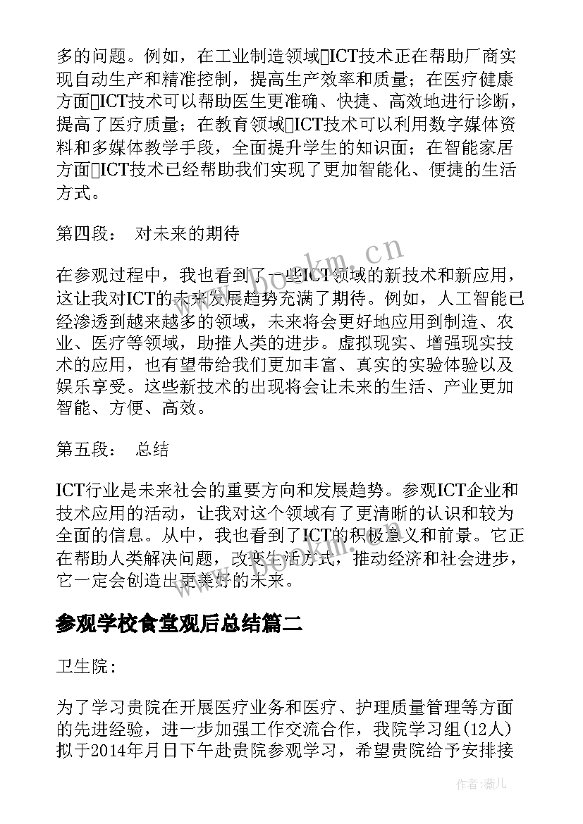 2023年参观学校食堂观后总结(通用9篇)