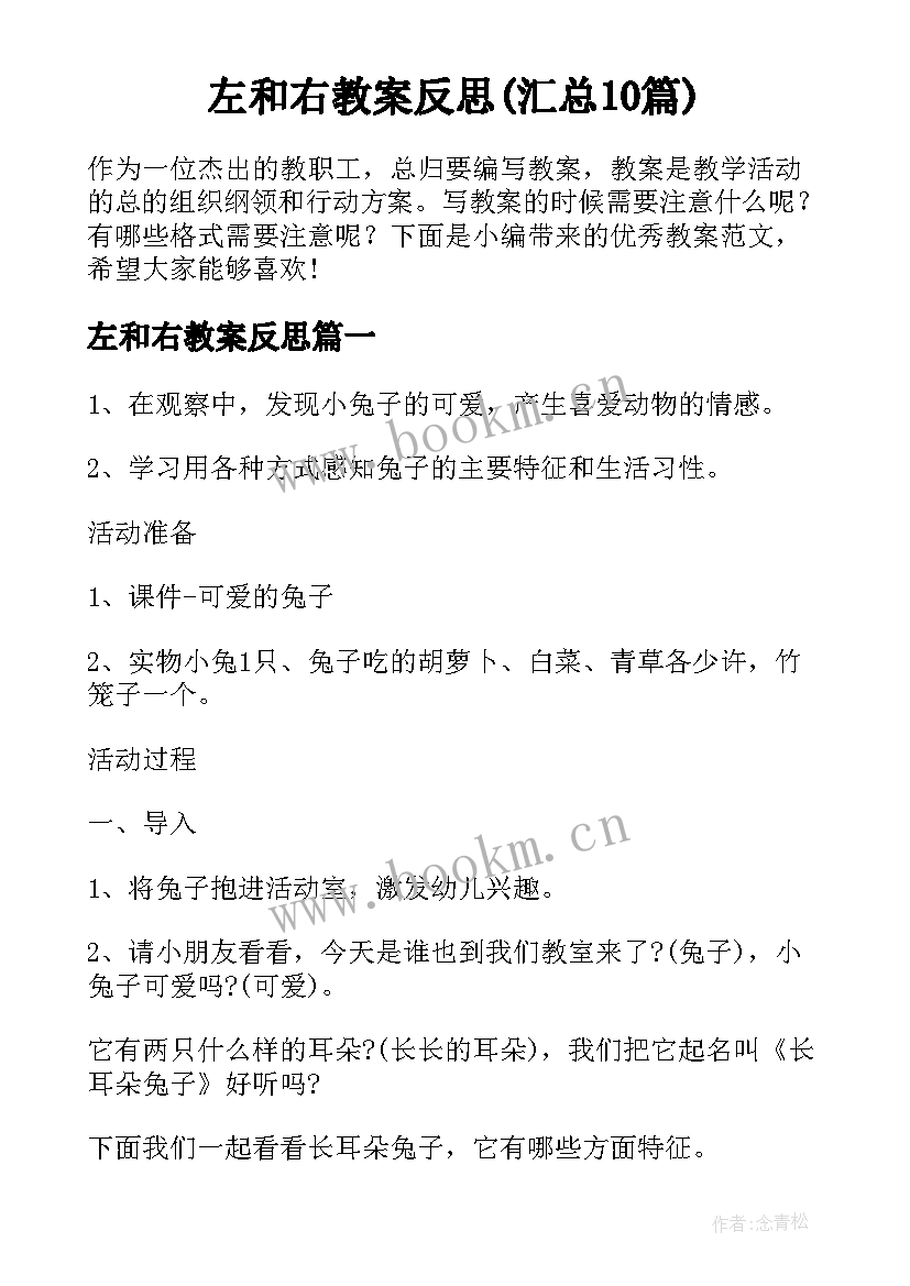 左和右教案反思(汇总10篇)