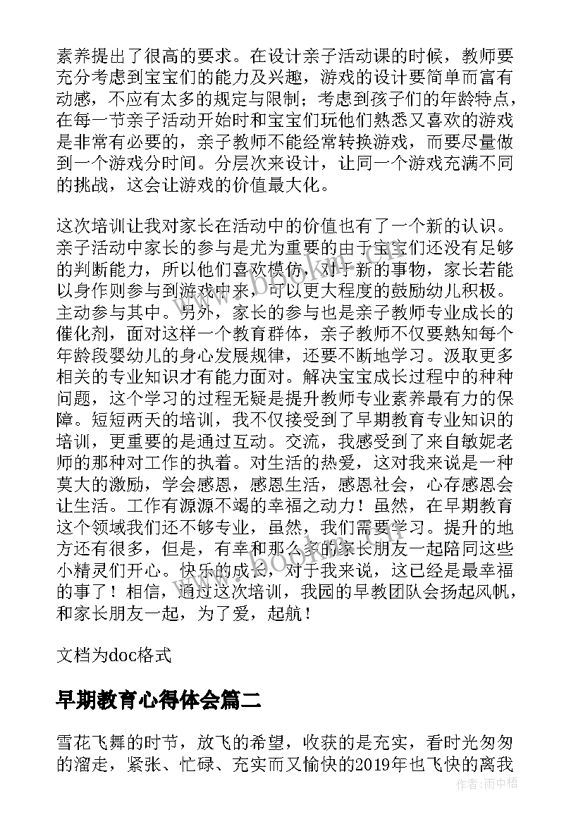 2023年早期教育心得体会 早期教育培训心得体会(汇总8篇)