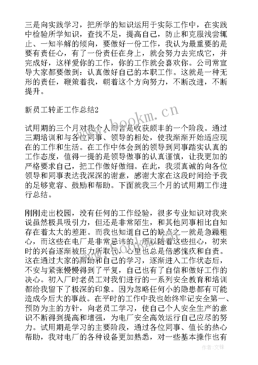 2023年新员工转正工作总结范例(精选6篇)