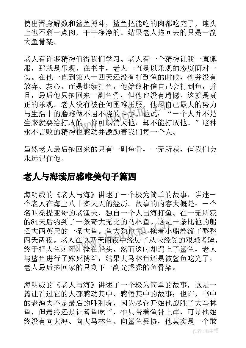 老人与海读后感唯美句子(优质5篇)