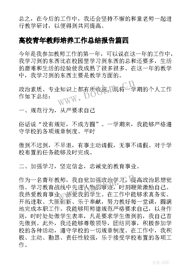 2023年高校青年教师培养工作总结报告(优质8篇)