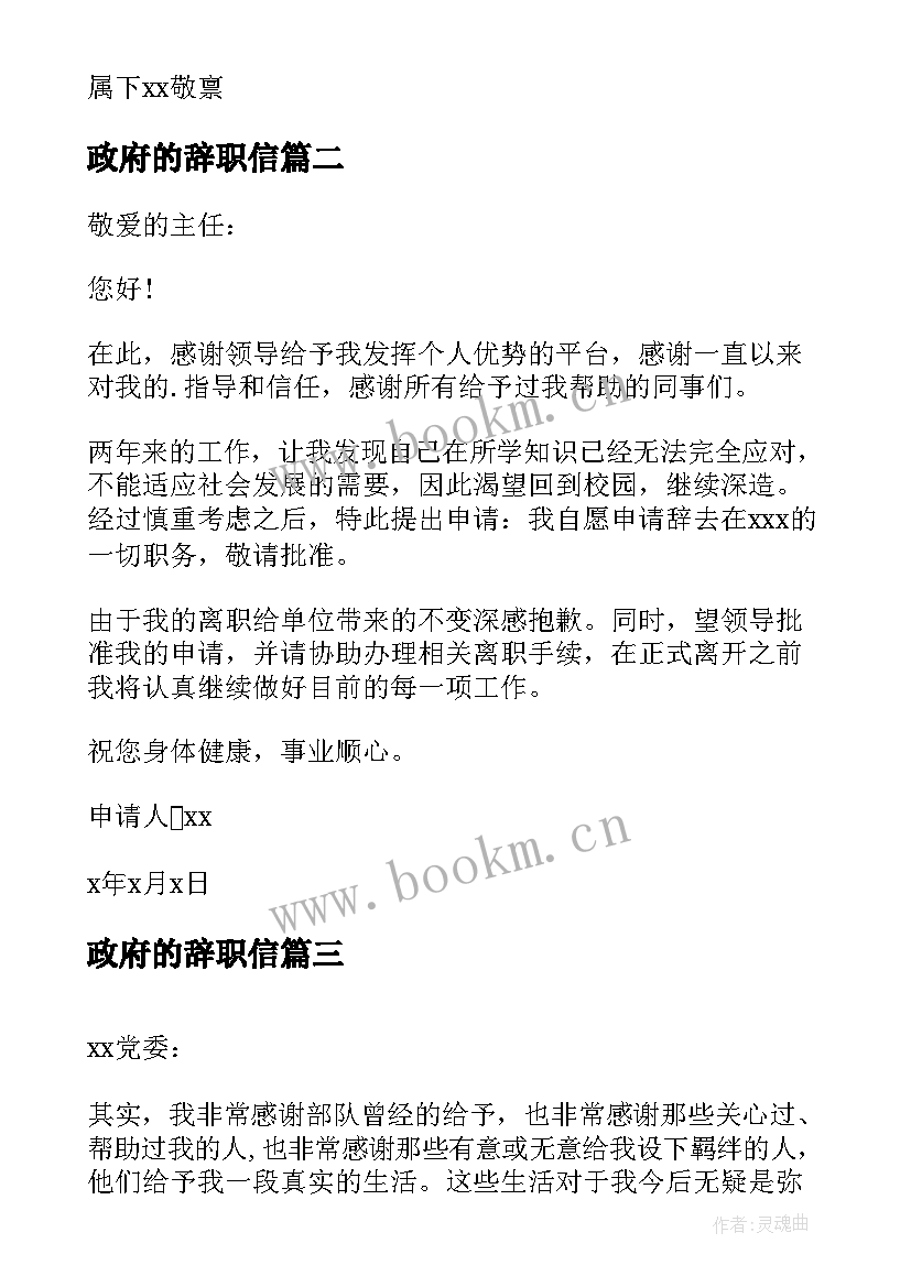 政府的辞职信(模板5篇)