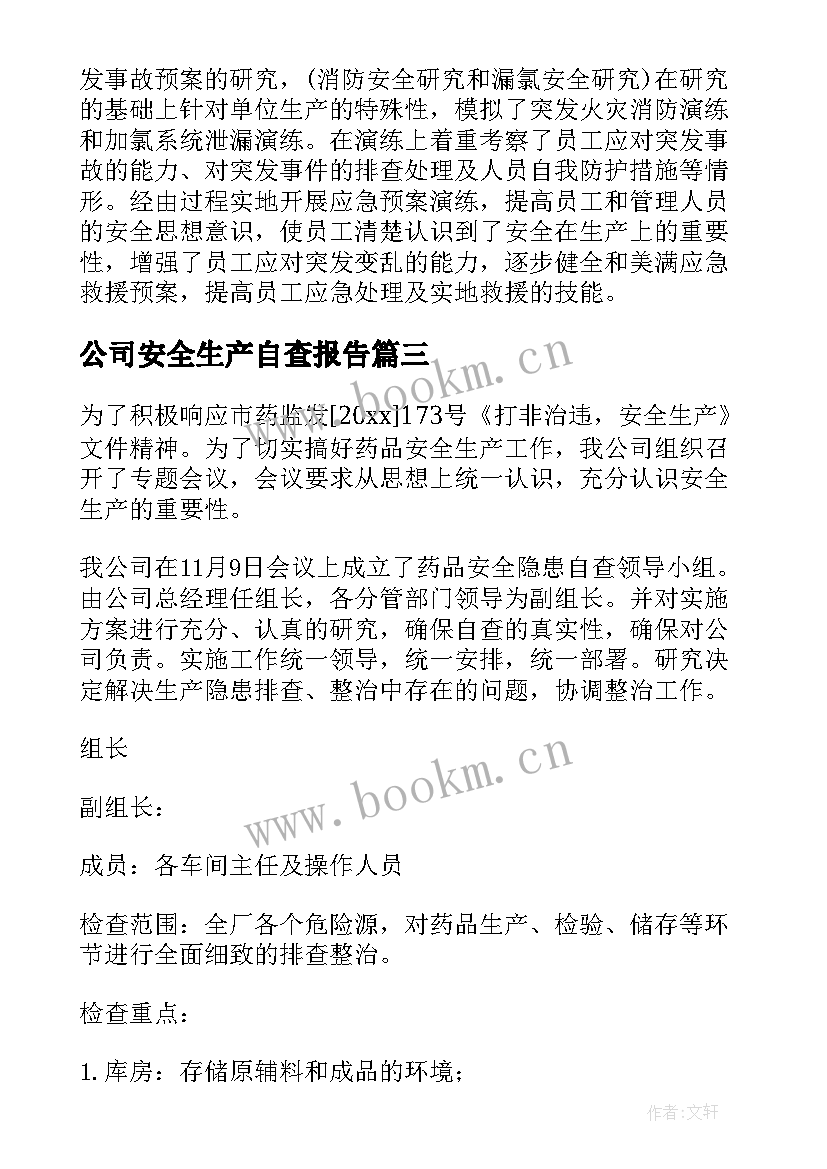 公司安全生产自查报告(优质5篇)